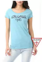 tee shirt mujer guess short sleeve genereux cotton 2013 france sm ss-1981 cyan